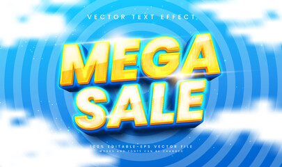 Mega sale 3d editable vector text effect. Modern theme,  suitable for promotion product sale.