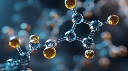 Molecular Structure Visualization with Glass and Golden Spheres