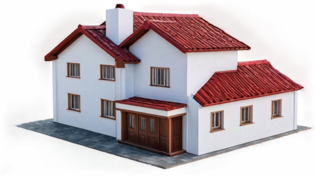 Detailed model of a two-story house.