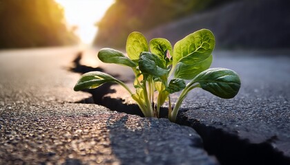 枯れた大地から生える小さな野菜、強い生命力を感じる画像 Generated by AI