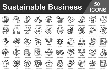Sustainable Business Editable Icons set. Vector illustration in modern thin outline style of business related icons	