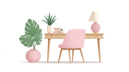 Modern office space icon in 3D minimal design, clean and isolated on a bright white background