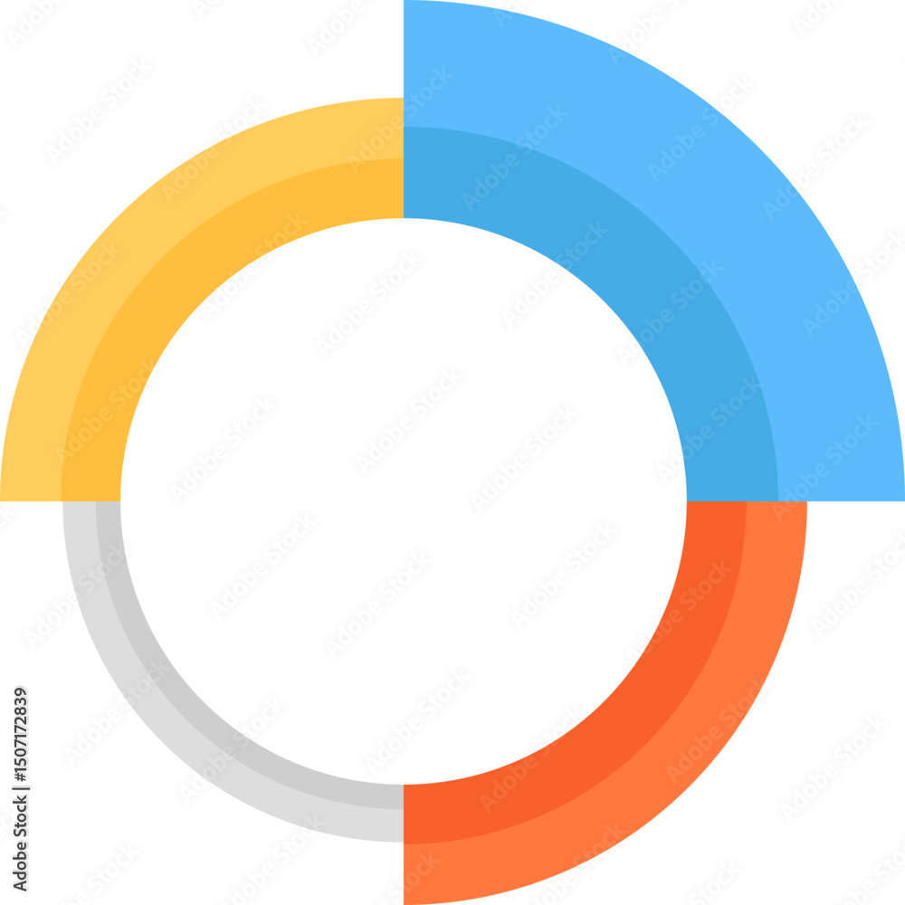 Poster circular progress bar, four segment color chart, data visualization icon