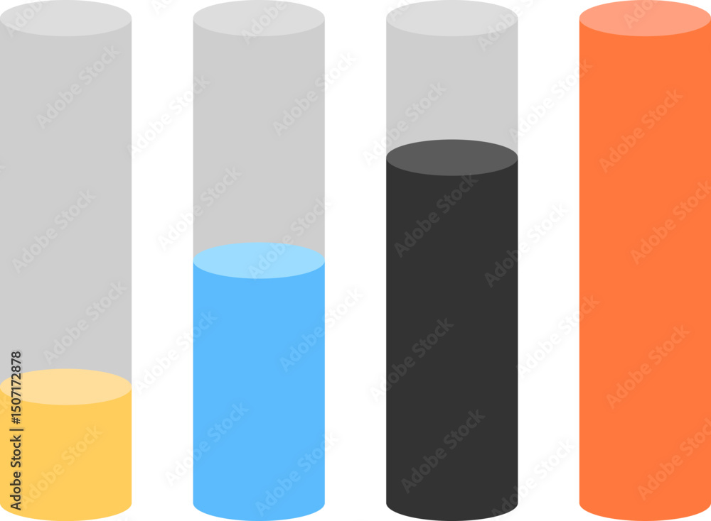 Poster colorful cylindrical chart data visualization with filled levels