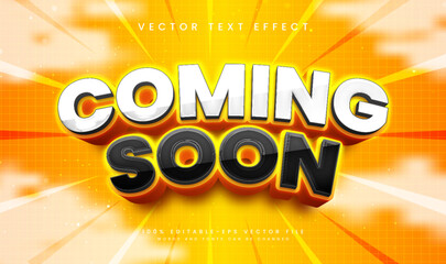 Coming soon 3d editable vector text effect. Modern theme,  suitable for promotion product sale.