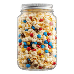 Sweet and Savory Popcorn Snack Mix in a Glass Jar