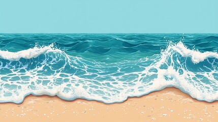Obraz premium Tide line on sandy beach with foamy crest, great for surf-themed graphics, resort branding, and realistic texture maps.