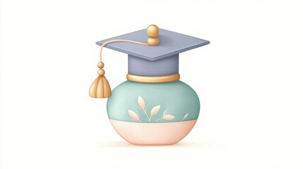 Simple school icon in 3D modern design, full clarity and soft depth on white