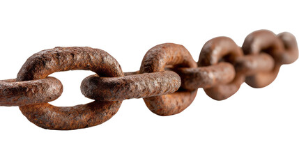 Obraz premium Old Rusty Chain: A close-up shot reveals a weathered, antique chain, its links bearing the marks of time, rust, and enduring strength.