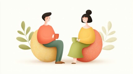 Talking icon in 3D minimal design, people exchanging ideas, clear depth on white