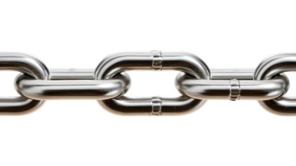 Metal Chain Link: Close-up of a strong, shiny metallic chain, showcasing its interconnected links and robust construction. The image emphasizes strength, unity, and connection. 