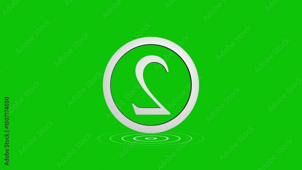 Poster animated 3d number two against green screen background with ripple effect