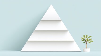 Team hierarchy icon with ascending structure in 3D minimal form, clean white isolation