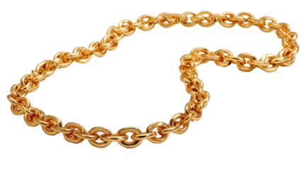 Golden Chain's Elegance: A close-up captures the intricate links of a golden chain, a symbol of timeless beauty and luxury. This photo is a study of elegance and sophistication. 