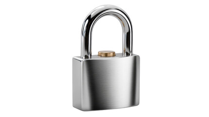 Secure Sentinel: A gleaming, metallic padlock stands as a robust emblem of safety and protection, showcasing its sleek design and formidable construction. 