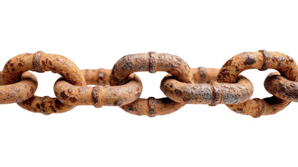 Obraz premium Rusty Chain: Close-up shot of a heavily rusted chain, the links show corrosion, symbolizing age, decay, and the passage of time.