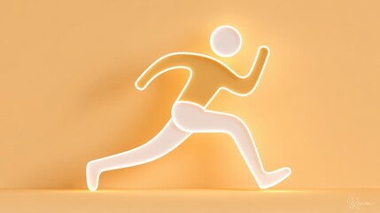 Thin line running figure icon rendered in 3D minimal style, isolated and crisp