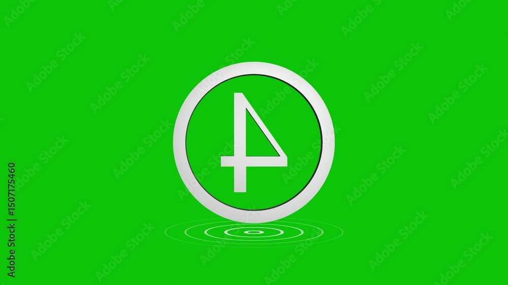 Poster 3d number four with ripple effect animation on a green screen background