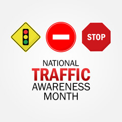 Vector graphic of National Traffic Awareness Month for National Traffic Awareness Month celebration.
