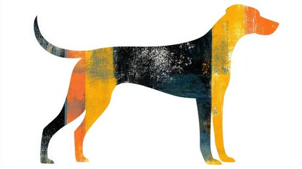 Urban-style dog stencil with layered paint texture and grunge feel, isolated white background