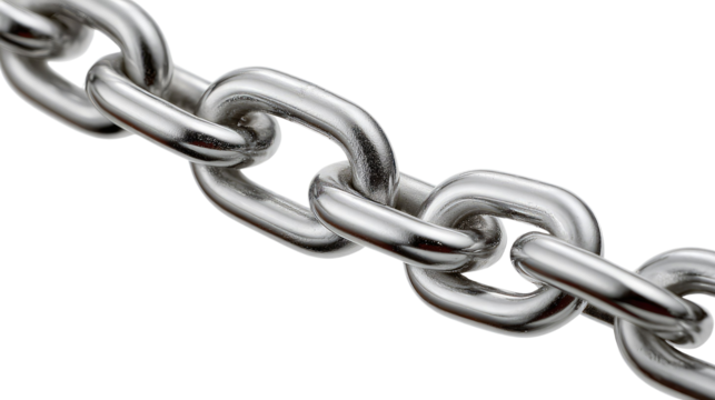 Silver Link Chain: A close-up shot of a shiny silver chain. Each link reflects light, symbolizing connection, strength, and unwavering bond.