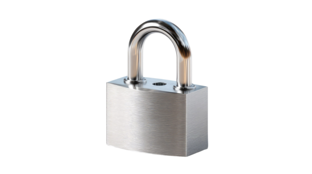 Silver Security: A shiny silver padlock stands ready to safeguard what matters most. Symbolizing safety, protection, and peace of mind.