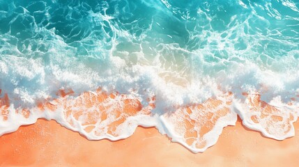 Obraz premium Tide line on sandy beach with foamy crest, great for surf-themed graphics, resort branding, and realistic texture maps.