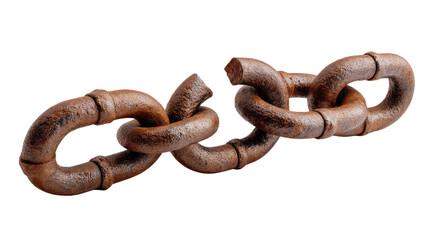 Broken Chain: A close-up image of a rusty, broken chain, symbolizing disruption, freedom, or the overcoming of obstacles.
