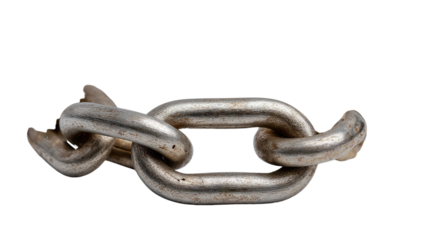 Broken Chain Link: A close-up shot of a broken chain link, symbolizing fragility, vulnerability, and the disruption of connection.