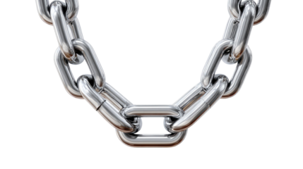 Interlinked Metal Chain: A close-up shot reveals a gleaming, interlinked metal chain. Each link, polished to a mirror finish, represents connection and resilience.