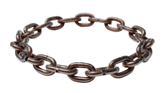 Chain Link : Sturdy chain with repeating pattern with old vintage look for industrial aesthetic that speak volume about endurance and connection.