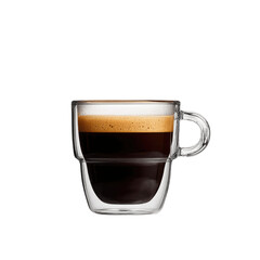 Naklejka premium Double-Walled Glass Espresso Cup with Crema