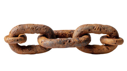 Weathered Iron Chain: A close-up shot reveals a section of a rusty iron chain, its links worn and weathered, symbolizing strength, connection, and the passage of time.