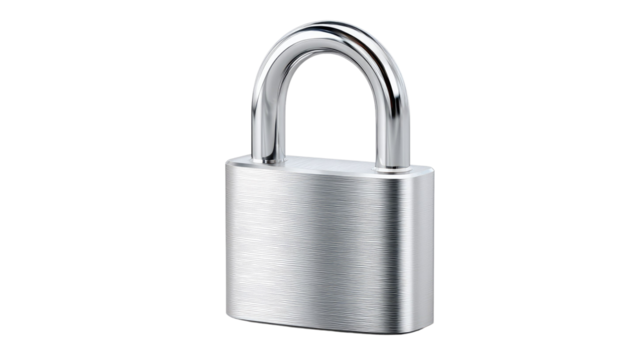 Security lock, Safety first: A sleek, metallic security lock stands as a steadfast symbol of protection and privacy. A symbol of security, safeguarding, trust, and confidential.