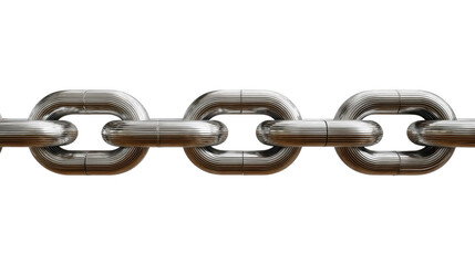 Obraz premium Metallic Chain Links: Close-up of a strong, metallic chain, showcasing the interlocking links and reflecting light. The image conveys strength, connection, and unity. 