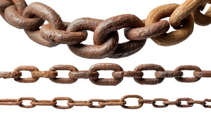 Obraz premium Rust and Resilience: A macro view captures the rough texture and strength of a rusty chain, a metaphor for the enduring strength and connection.