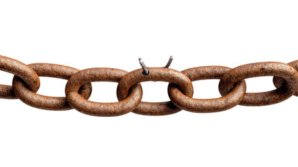 Fototapeta premium Broken Chain Symbol: A close-up shot of a broken chain, symbolizing weakness, vulnerability, and disconnection in a state of rustiness.