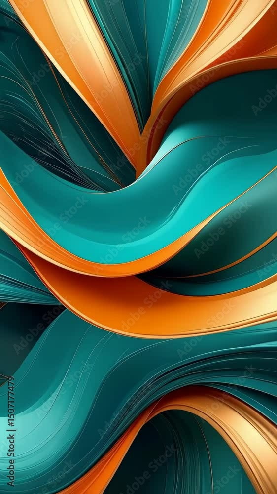 Poster elegant abstract teal and copper ribbons intertwining fluidly create a visually captivating modern b