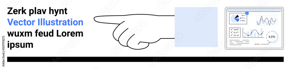 Aufkleber outstretched hand pointing at a data dashboard with analytics, graphs, and charts. ideal for technol