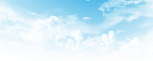 Blue sky with white cloud landscape background. Beautiful blue sky background. Vector design.
