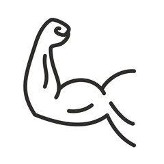 strong hand icon, muscle arm, thin line symbol vector illustration