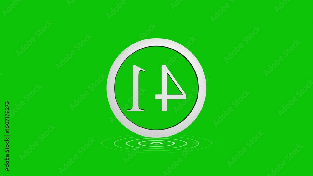 Aufkleber animated number forty one countdown in a circular frame with ripple effects on green screen