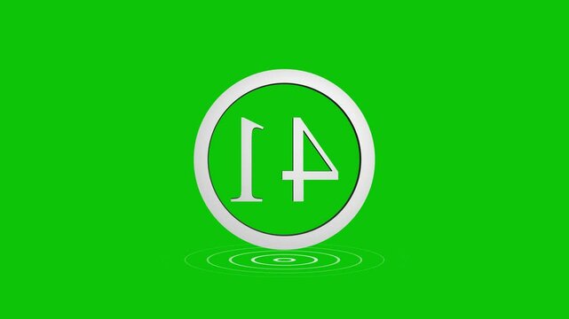 Animated number forty one countdown in a circular frame with ripple effects on green screen