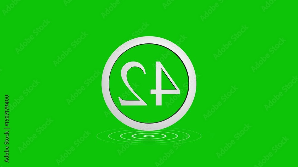 Aufkleber animated number forty two in a circular frame on a green screen background