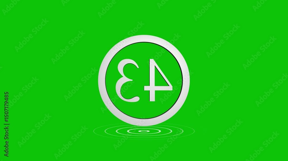 Aufkleber animated number 43 in circular frame with water ripple effect on green screen