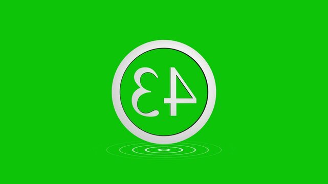 Animated number 43 in circular frame with water ripple effect on green screen