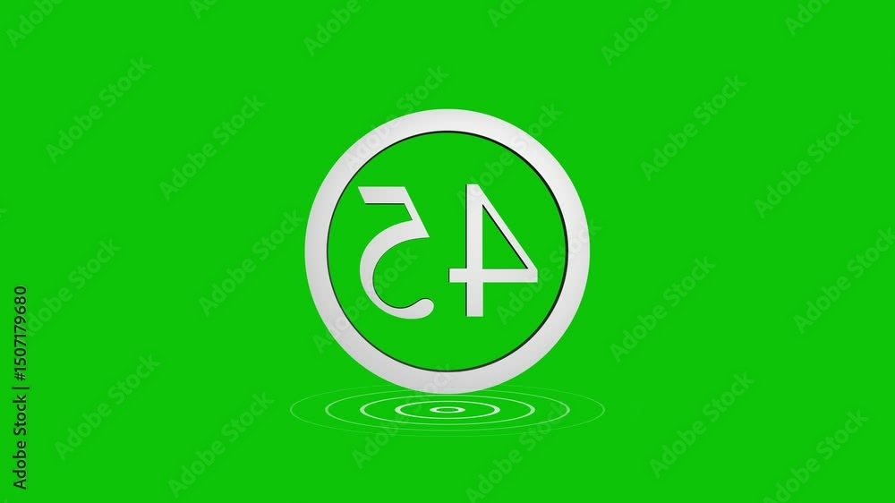 Aufkleber animated countdown graphic with number 45 on green screen background for motion graphics