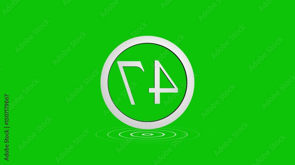 Poster animated number 47 within a circular frame against a vibrant green background