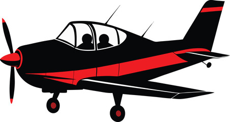 Colorful Light Twin Aircraft Vector Set – 8-Seater Propeller Airplanes, Travel, and Editorial Design