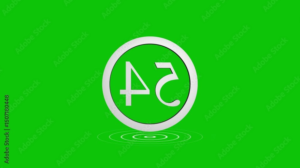 Aufkleber animated 3d number fifty four with ripple effect in a green screen background